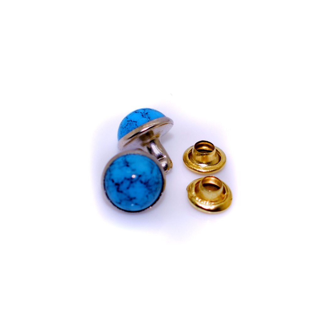 100 stk studs nitter hule nitter med rhinestone imiterede perler turkis til diy punk stil læder sko taske studs