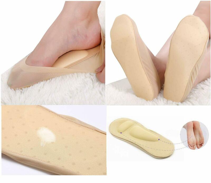 1 Pairs 3D Padded Women's Invisible No Show Nylon Socks Sponge Cushion Liner Sock Slippers