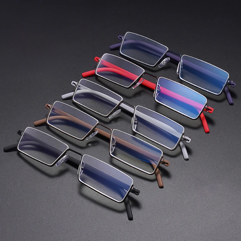 Gafas de lectura flexibles de medio marco con caja para hombres y mujeres, gafas portátiles antiazules, gafas para presbicia Unisex + 1,0 a + 4,0