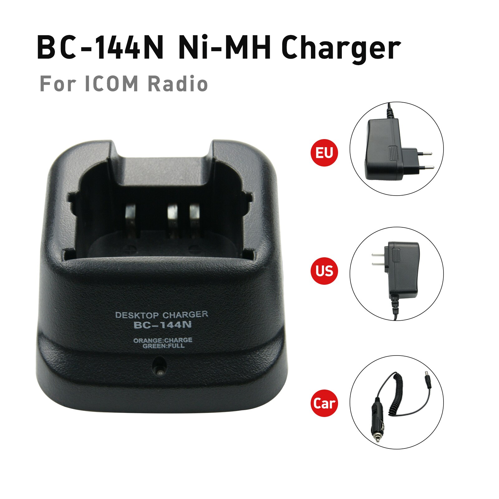 BC-144N Desktop Rapid Charger for Icom BP-209N BP-210N IC-A6 IC-A24 IC-F4GT IC-F30GT IC-F11