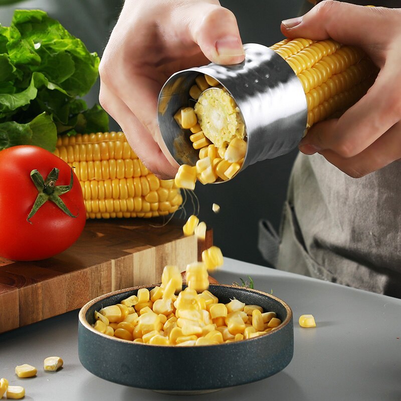 Fácil de maíz Stripper utensilios de cocina de acero inoxidable de la mazorca de maíz de removedor redondo maíz Kerneler Peeler cocina herramientas Accesorios