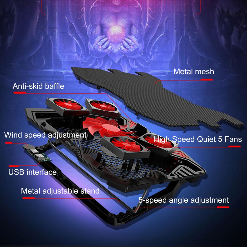 Comfort Angle Lightweight Quiet Laptop Cooling Pad for Notebook