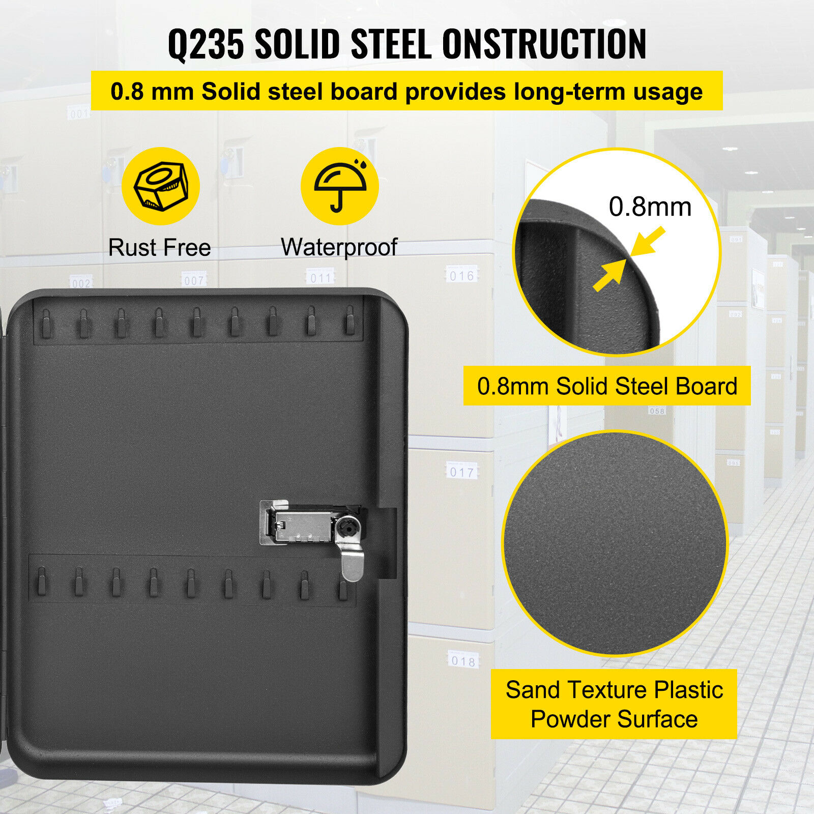 72 Keys Cabinet Wall Mount Passcode Lock Safe Box w/ Hook Organizer Holder