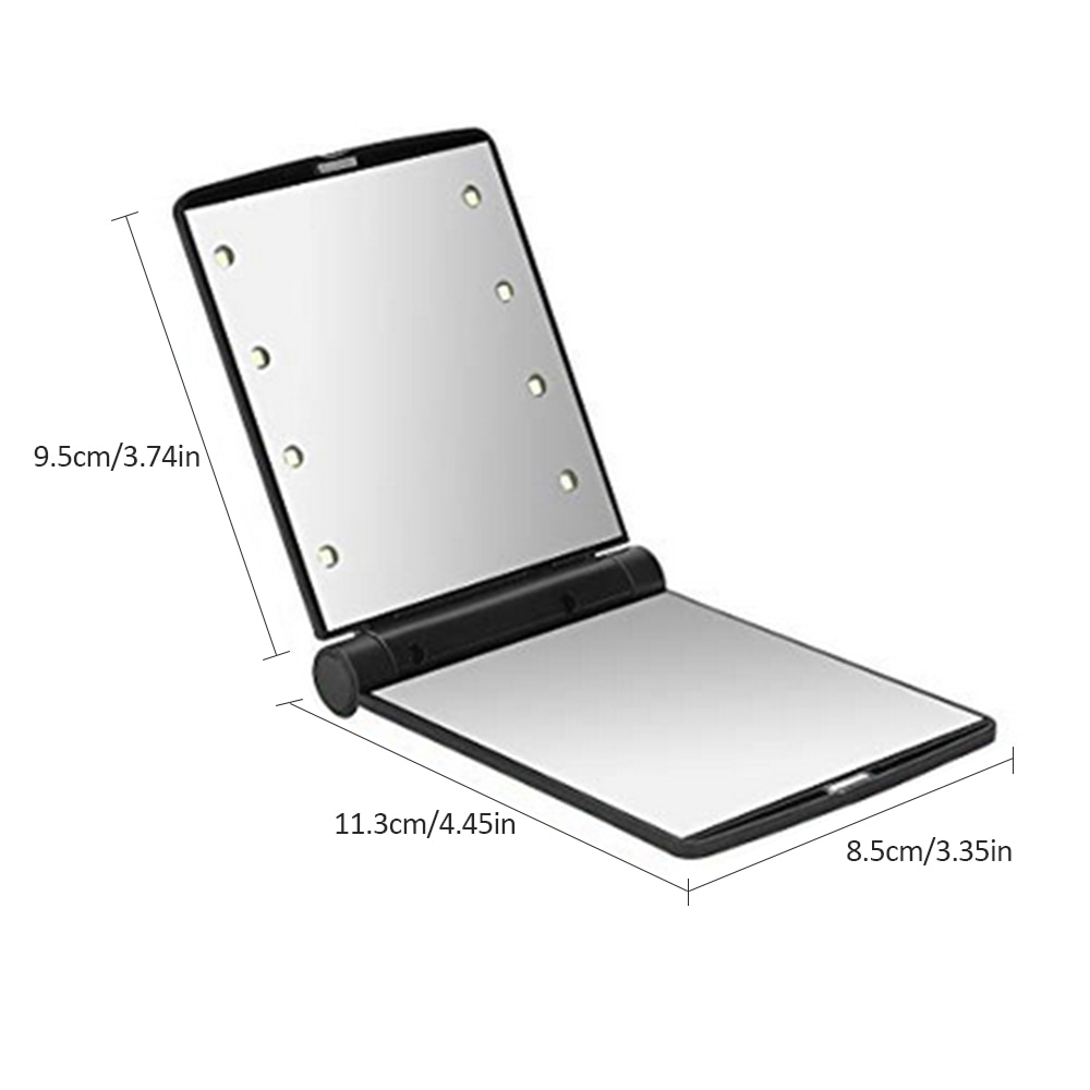 Mini Pocket Spiegel met Licht voor Make-Up Kleine Hand Held Vouw Vrouw Draagbare Reizen Spiegels 8 LED Cosmetische Tool