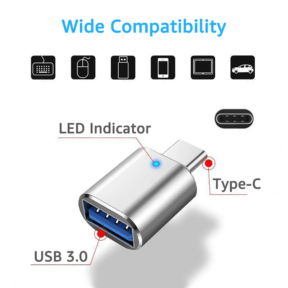 1/2PCS USB 3.0 To Type C OTG Charger Adapter Connector Type-C to USB Male To Type-c Adapt Converter for PC MacBook Car USB ipad