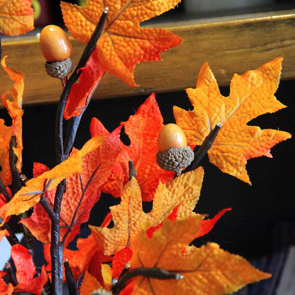 24 LED Künstliche Herbst Ahorn Batterie Betrieben Tabletop Licht Herbst Ahorn Blätter Acorn Baum Tisch Lampe Hochzeit Hause Dekoration