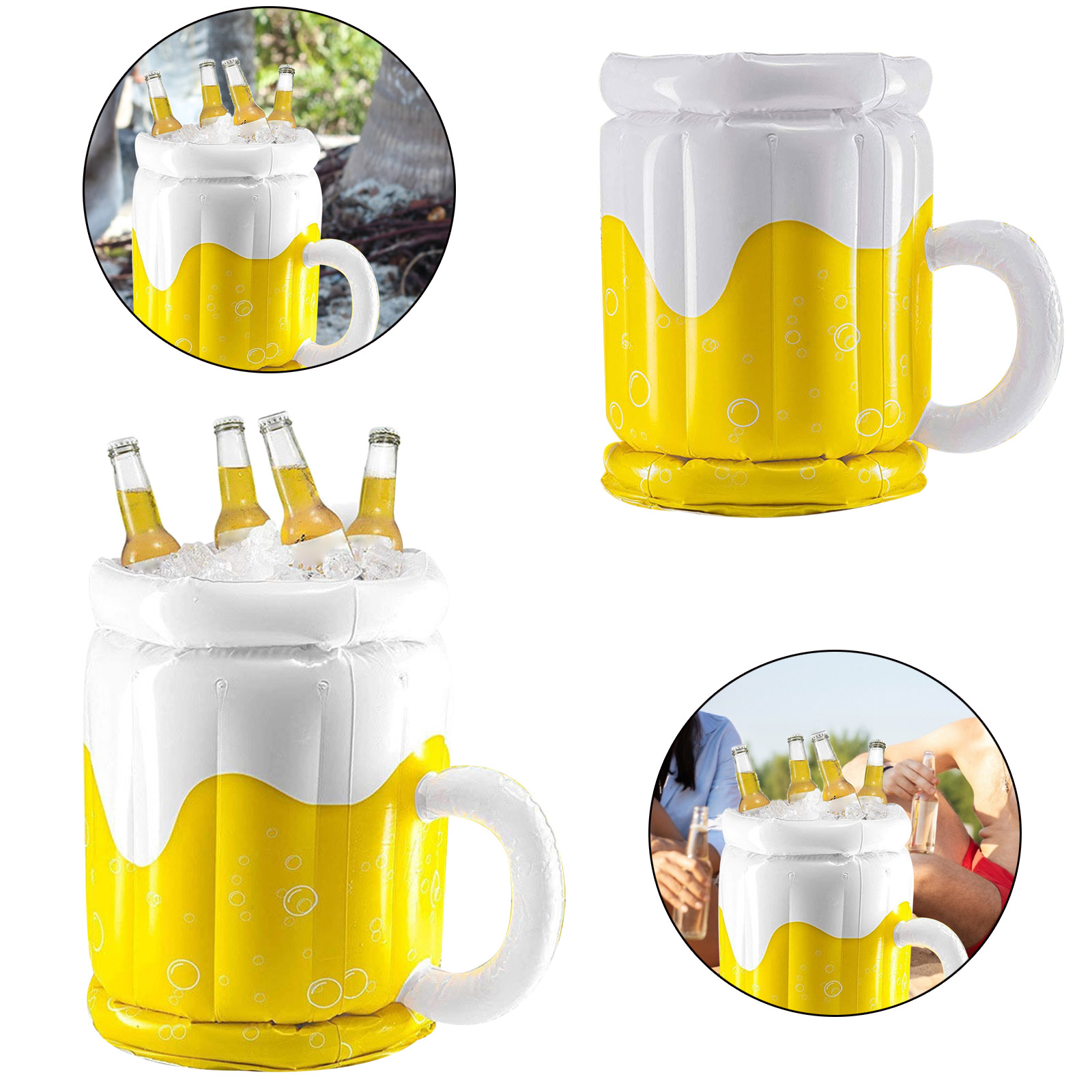 Inflatable Ice Bucket Mug Cup Holder Beer Water Ice Cubes Food Drink Bar Cooler Summer Party Swimming Pool Accessories