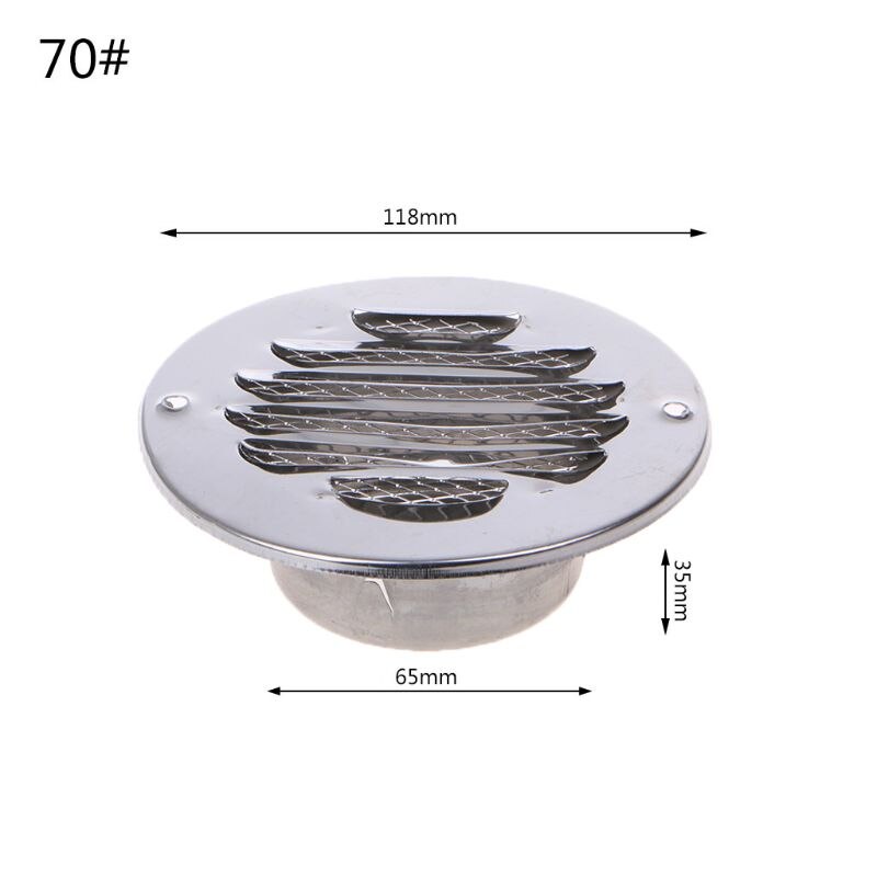 Stainless Steel Exterior Wall Air Vent Grille Round Ducting Ventilation Grilles: 70mm