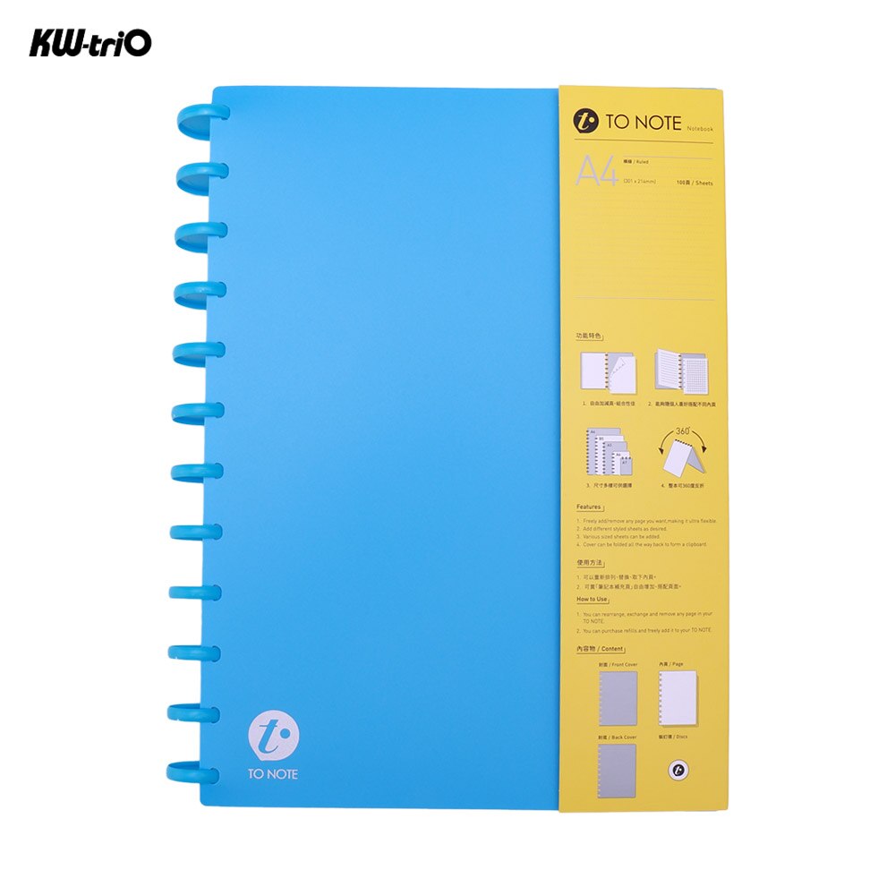 100 blätter A4 Hardcover Schreiben Tagebuch Notizbuch Nachfüllbar verlieren Blatt Ausgeschlossen/Leere Papier Pilz Löcher 12 Ringe Bindemittel: Blau / leer