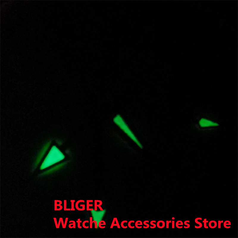 BLIGER Silver Watch Hands Red Blue Green GMT Pointers Fit NH34 Movement Green Luminous 4 PCS