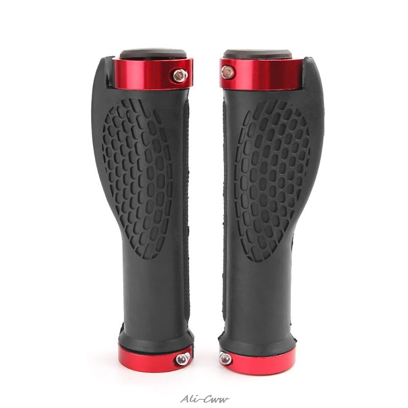 Ergonomic Bike Handle Grip Road Cycling Bicycle Anti-Skid Rubber Lock Handlebar: Red