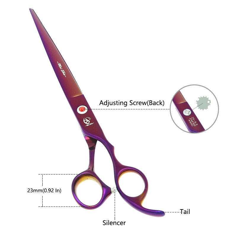 8" Pet Scissors for Dog Grooming Japan 440C Pet Cutting Shears Animal Trimming Thinning Tijeras Curved Shear B0045A