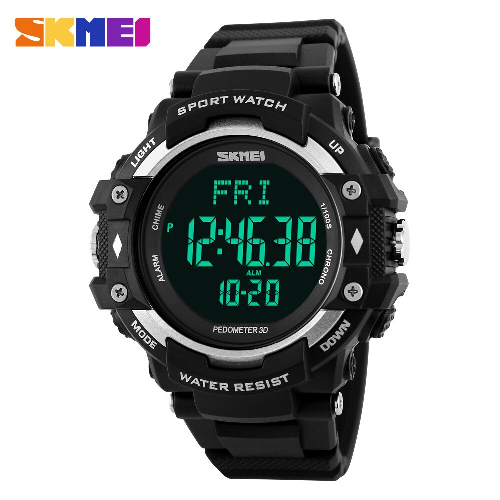 Reloj deportivo SKMEI para hombre, podómetro, Monitor de ritmo cardíaco, contador de calorías, resistente al agua 50M, pantalla LED, reloj Digital para hombre 1180