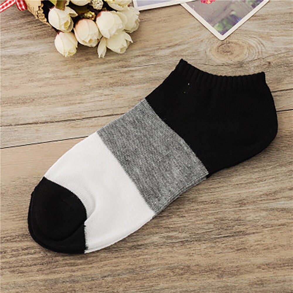 Women Comfortable Ankle Stripe Cotton Socks Novelty Colorful Summer Happy Combed Cotton Short Socks Stripe Boat Socks #W3: Black 