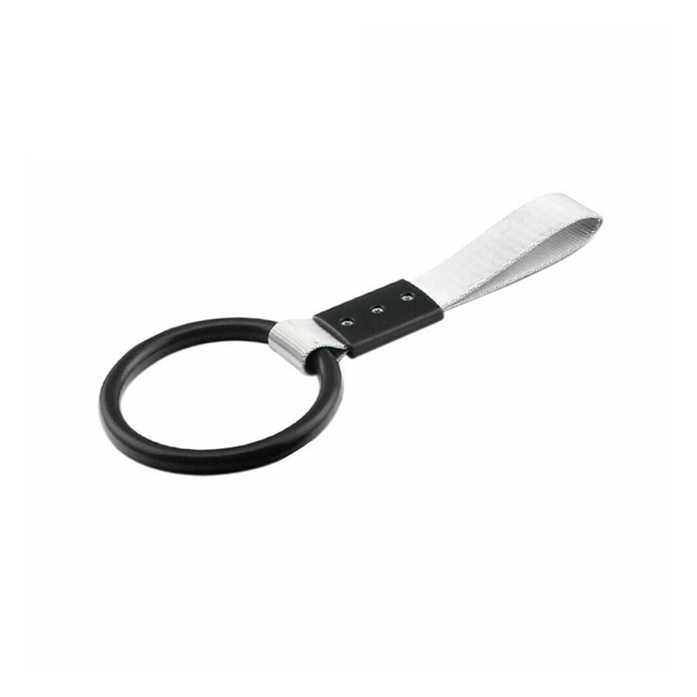 Round Car Interior Pull Ring Car Rear Bumper Warning Loop JDM TSURIKAWA RING Subway Train Bus Handle Strap Charm Drift: black