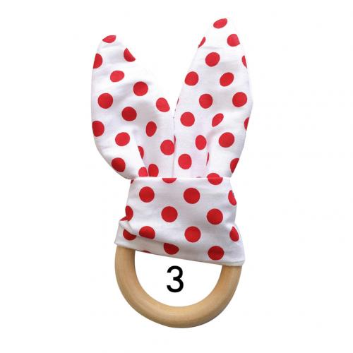 1Pcs Baby Bijtring Houten Ring Baby Bunny Oor Bijtring Kinderziektes Speelgoed Veilig Rustgevende Chew Douche Dental Oefening Speelgoed: 3