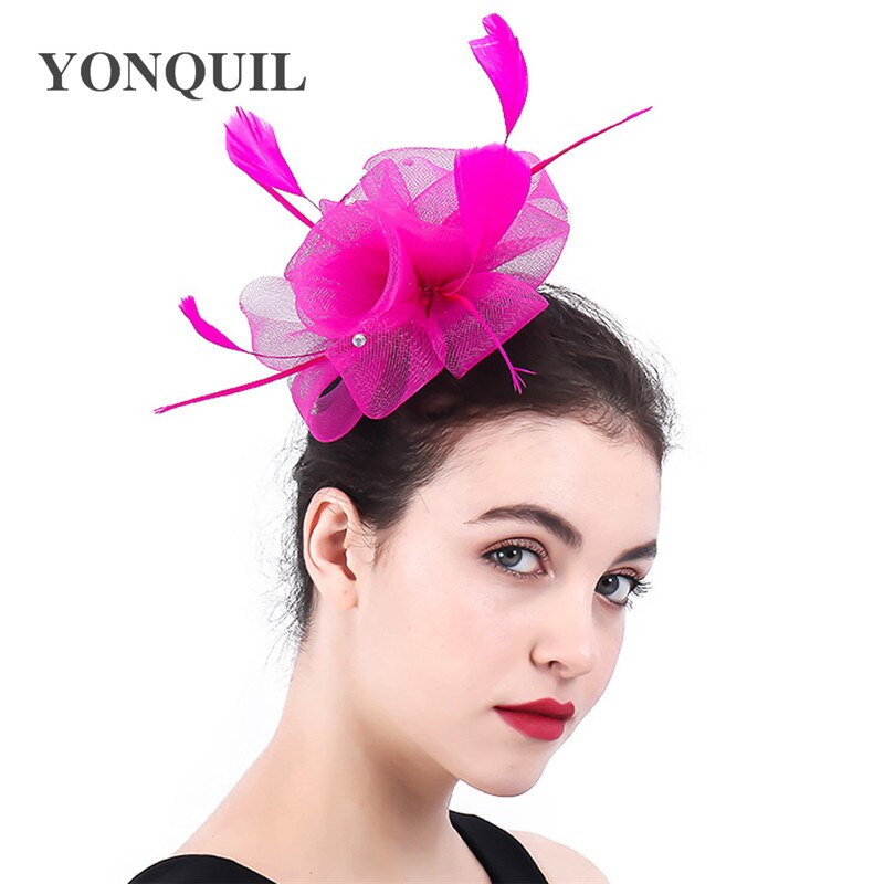 Handgemaakte bruidshoofddeksels tule fascinator hoed haarspeld dames formele huwelijkshaaraccessoires bloemenhoed