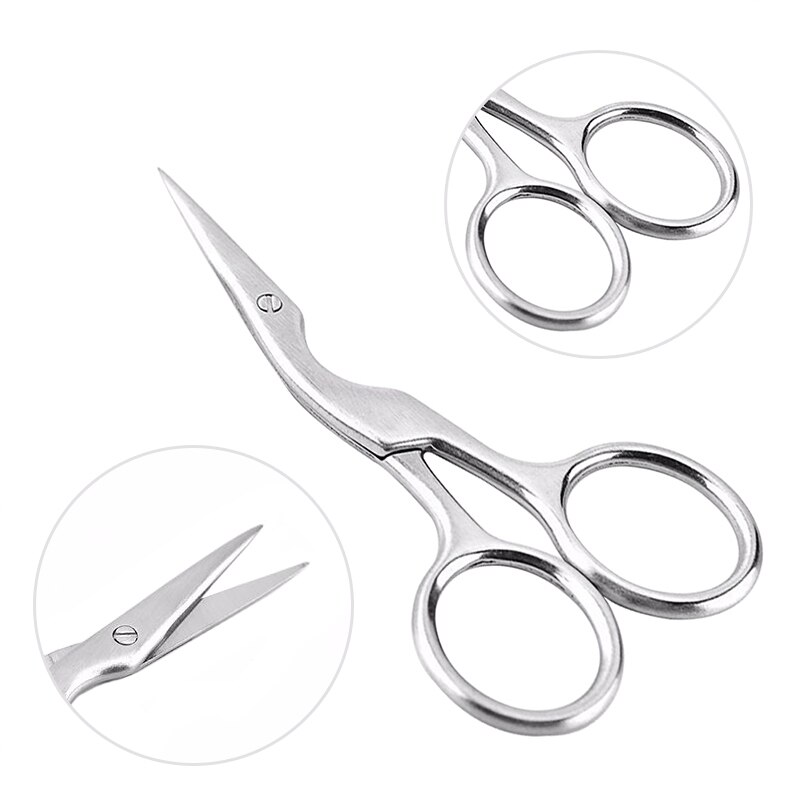 Lmdz 1 stk rustfrit stål herre overskæg trimning skære skæg saks til ansigtet krop skønhed mini lille bøjet klinge makeup værktøj