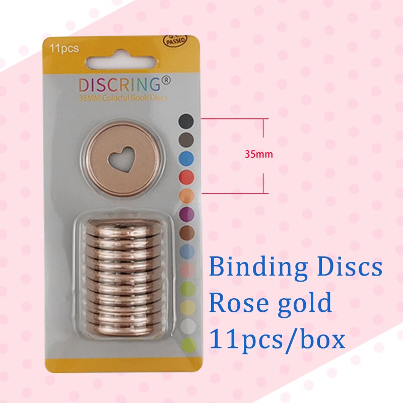 11 Stks/doos Frosting Hartvormige Notebook Plastic Disc Binding Plastic Ringen Diy 360 Graden Opvouwbare Disc Gesp Kantoorbenodigdheden: Rose gold