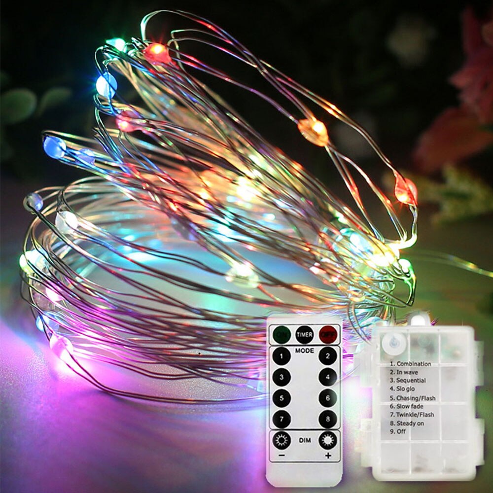 Fairy String Lights 8 Modes 10M LED Light Outdoor lamps Christmas Wedding Control Waterproof Copper Wire Twinkle