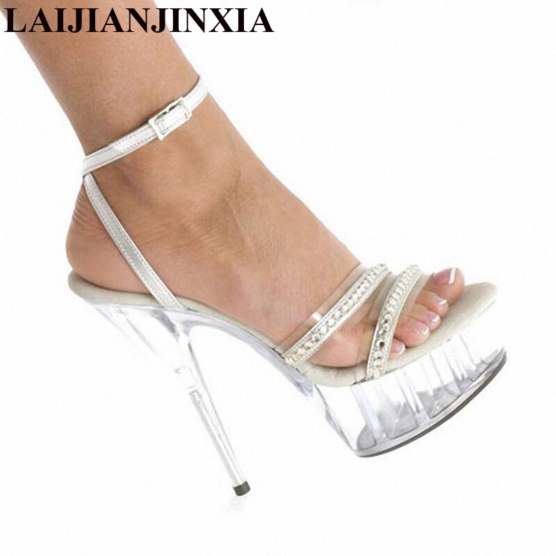 Nuevas sandalias de cristal de tacón alto de 15 CM zapatos de baile de discoteca zapatos de baile de barra modelo tacones altos zapatos de mujer: 12