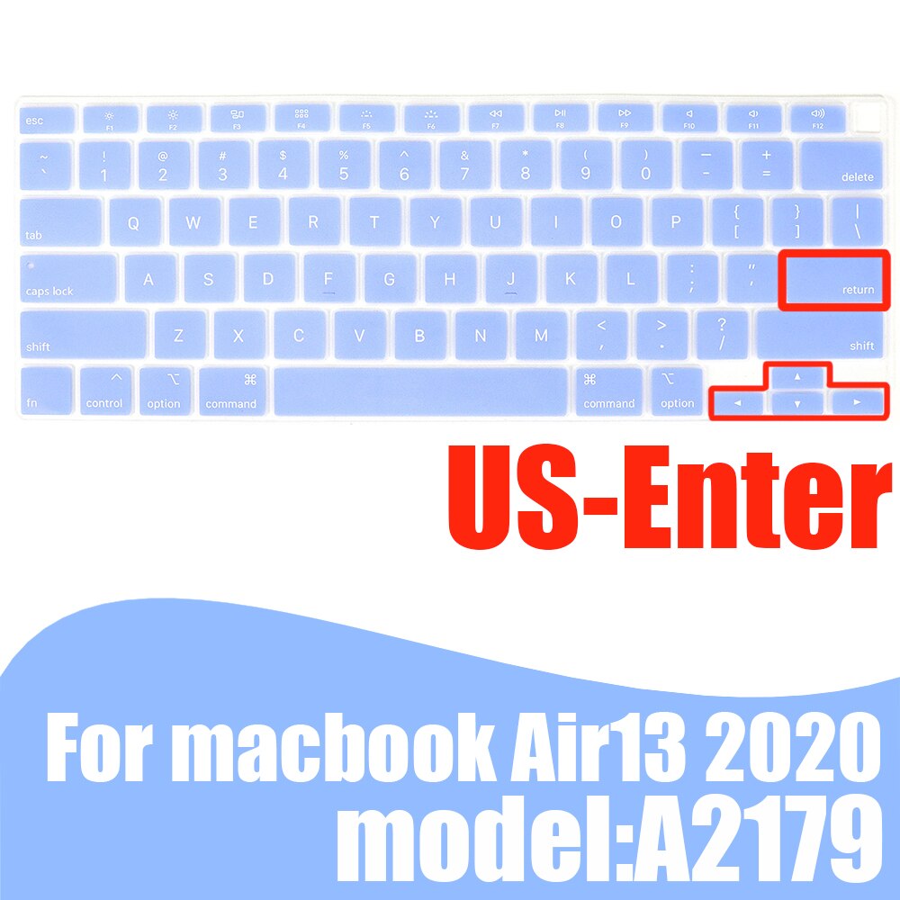 For Macbook Air13 Laptop Keyboard Cover Protective Film Air13.3 A2179 Silicone Keyboard Cover US/EU/JP Color Dust Cases: A2179 US Blue