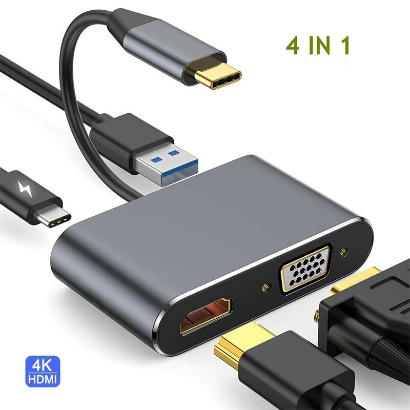 Thunderbolt 3 usb typ c hub  to 4k dockningsstation adapter usb 3.0 laptop tillbehör usb-c pd converter för macbook air: B