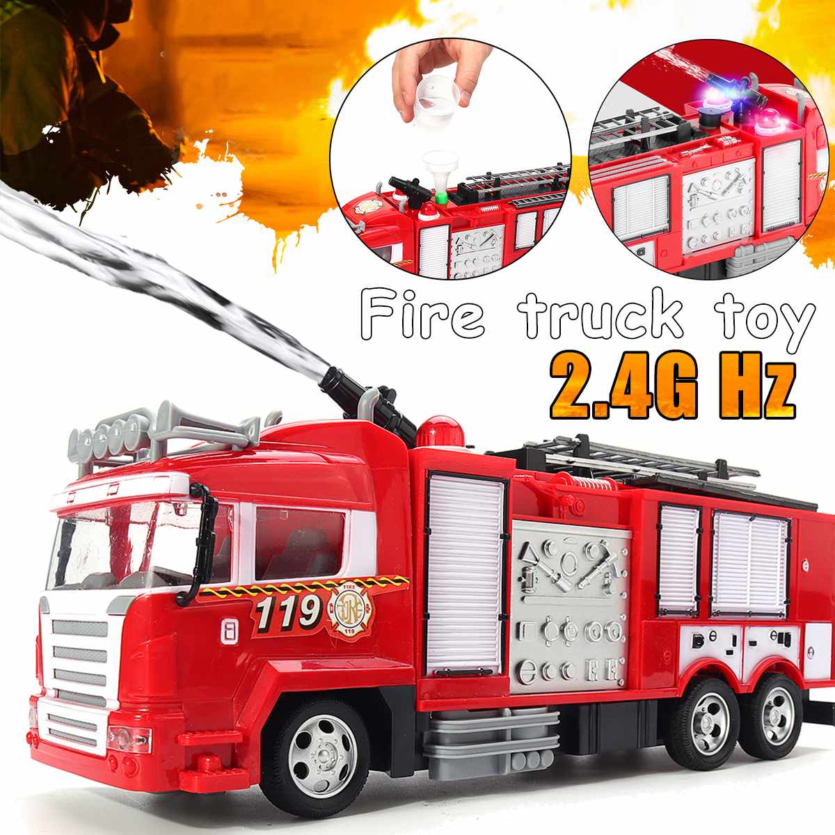 Spray Water Truck Speelgoed Brandweerman Elektrische Brandweerwagen Auto Muziek Licht Educatief Speelgoed Jongen Kids Toy Met Afstandsbediening