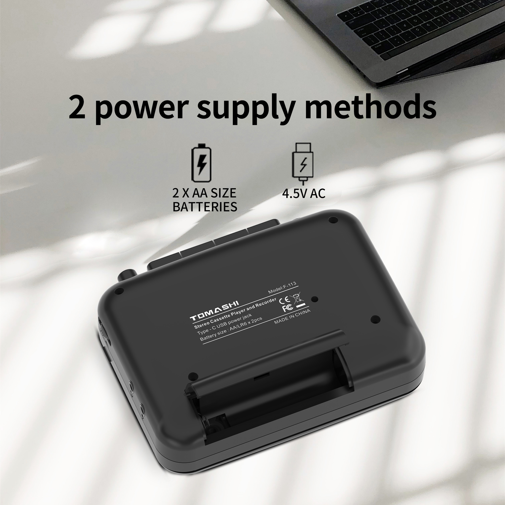 TOMASHI Portable Stereo Cassette Player Tape Recorder Walkman with Microphone,Headphone Jack-, Cassette Player