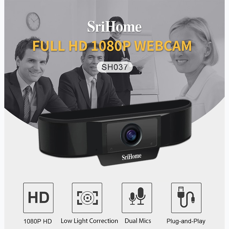 Srihome 1080p webcam computer laptop webcam camera met ruisonderdrukking microfoon: Default Title