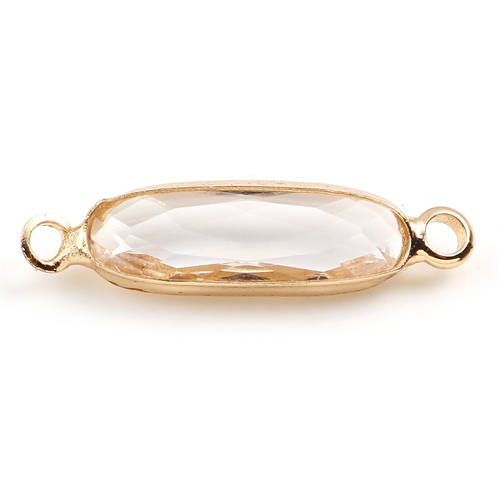 Szkło wielokolorowe złącza owalne złoty kolor miedzi Charms DIY dokonywanie naszyjnik bransoletki kobiety ocena biżuteria, 22mm x 6mm,5 sztuk: White