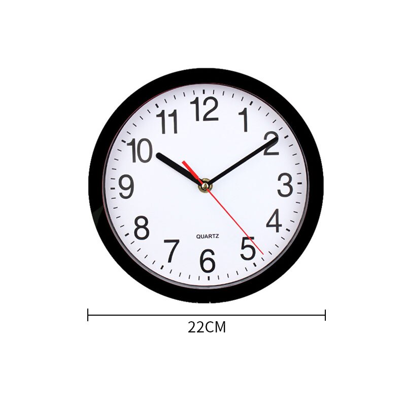 Simple Round 8 Inch White Background Clock Clock Study Room Kitchen Living Room Silent Scanning Quartz Wall Clock -1