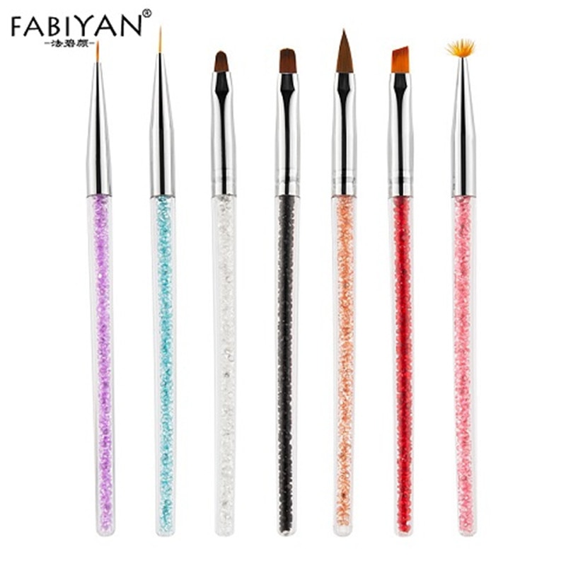 4/7pcs/set Nail Art Brush Painting Drawing Pen Fan Flat Gradient Line Round Acrylic Gel Crystal Tips Manicure Tools