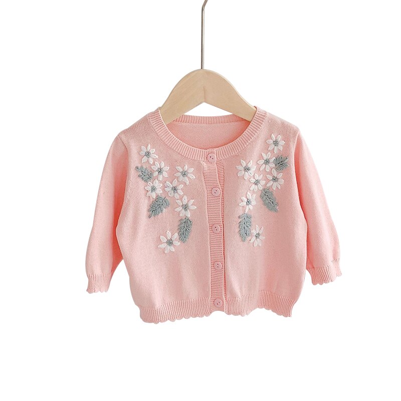 Abrigo Bordado de lana de punto hecho a mano Color puro dulce de manga larga para niña bebé producto: 9 meses