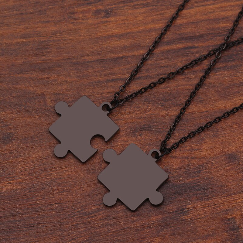 Mode Roestvrij Staal Paar Hanger Ketting 1 Paar Lover Gekoppeld Puzzel Kettingen Voor Vriendschap Minnaar Sieraden