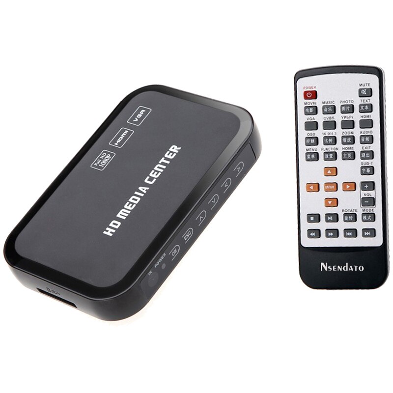 Eu Plug Full Hd 1080P Media Player Center Multimedia Video Player With Hdmi Vga Av Usb Sd/Mmc Port Remote Control Ypbpr Cable