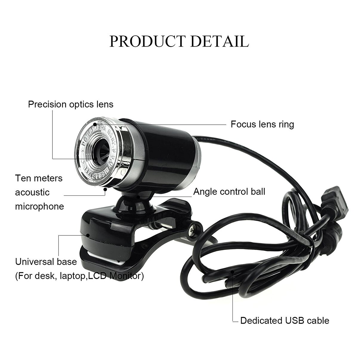 720P HD Webcam Potabile Universale USB 2.0 Digital Macchina Fotografica Del Calcolatore con Microfono Acustico per I Computer Portatili Desktop Computer