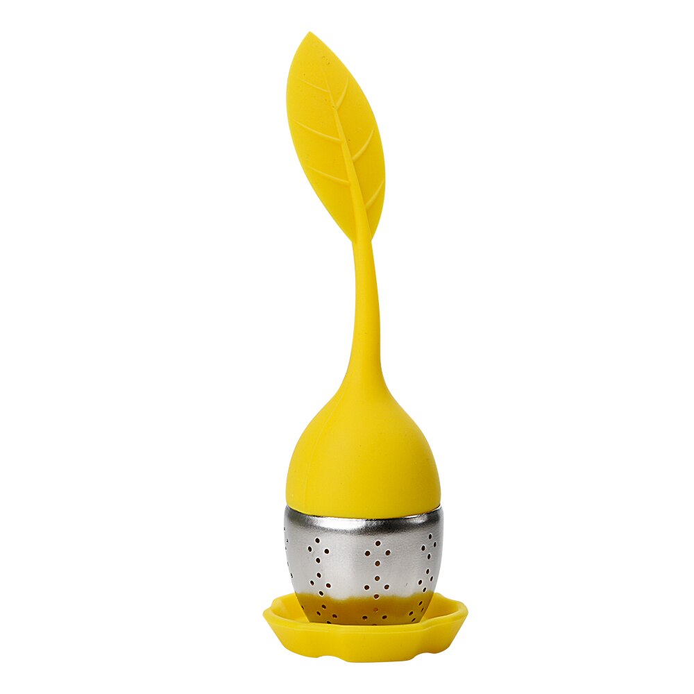 Simpatici colini da tè a foglia infusori da tè riutilizzabili bustina da tè silicone resistente alle alte temperatura: giallo