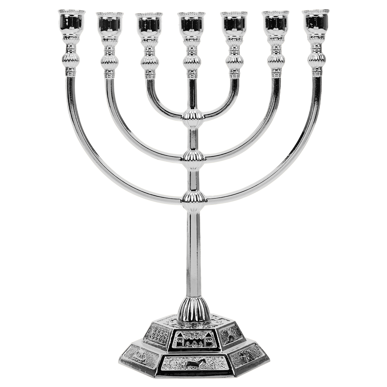 Religion Chandelier à 7 Branches Décoration Chandelier juif Support à 7 bras: Argent