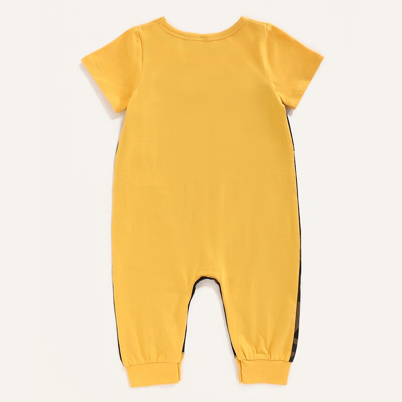 Toddler Boy/Girl Outfits Baby Boy Jumpsuit Yellow Letter Green Camouflage Print Short Sleeve Clothes Summer Clearance Jumpsuit