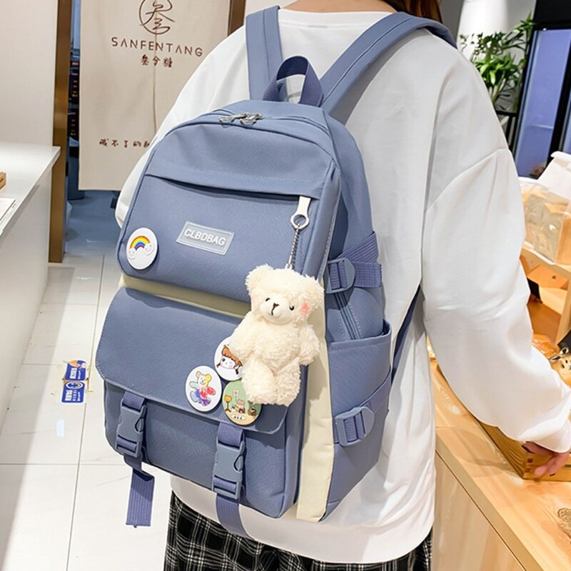 Preppy Purple Backpack Women Waterproof Candy Colors Backpacks Fancy High School Bags for Teenage Girl Cute Travel Rucksack