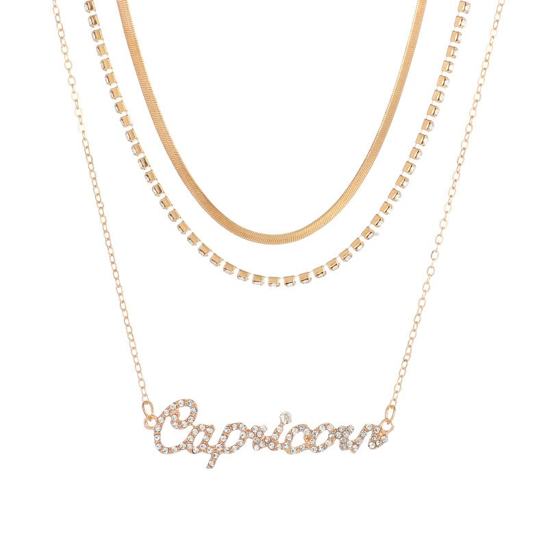 3 Stk/set Multilayer Sterrenbeeld Hanger 12 Constellation Ketting Horoscoop Ram Leeuw Schorpioen Snake Chain Choker Verjaardag Sieraden: Capricornus