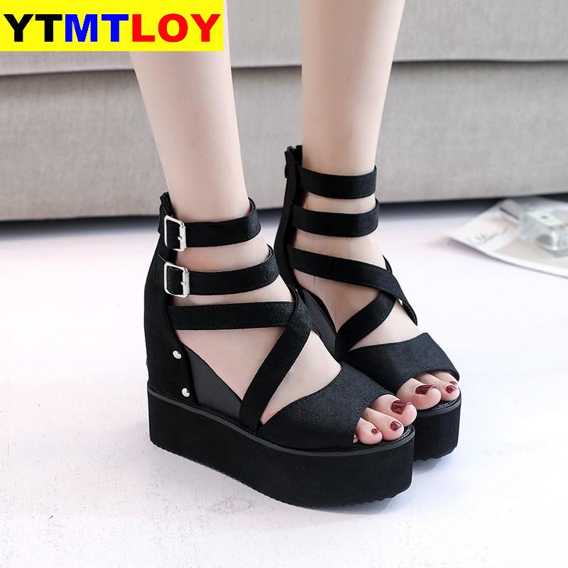 Wedges Platform Sandals Female Peep Toe High Heels Gladiator Buckle Summer Sandals Shoes for Women Shoes Woman Sandals