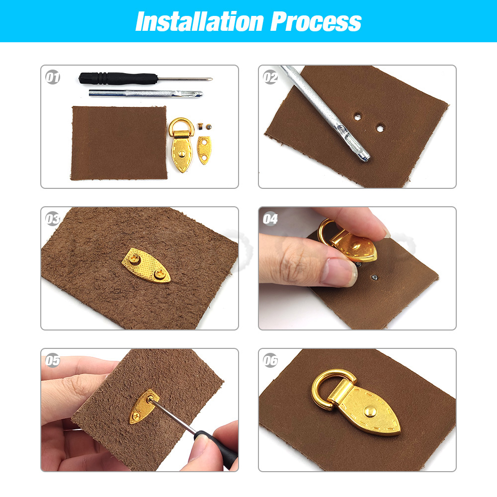 2 Stuks Metalen Bladvorm D-Ring Connector Anker Gespen Met Schroeven Hanger Haken Tassen Riemen Riem Leer ambachtelijke Diy Accessoires