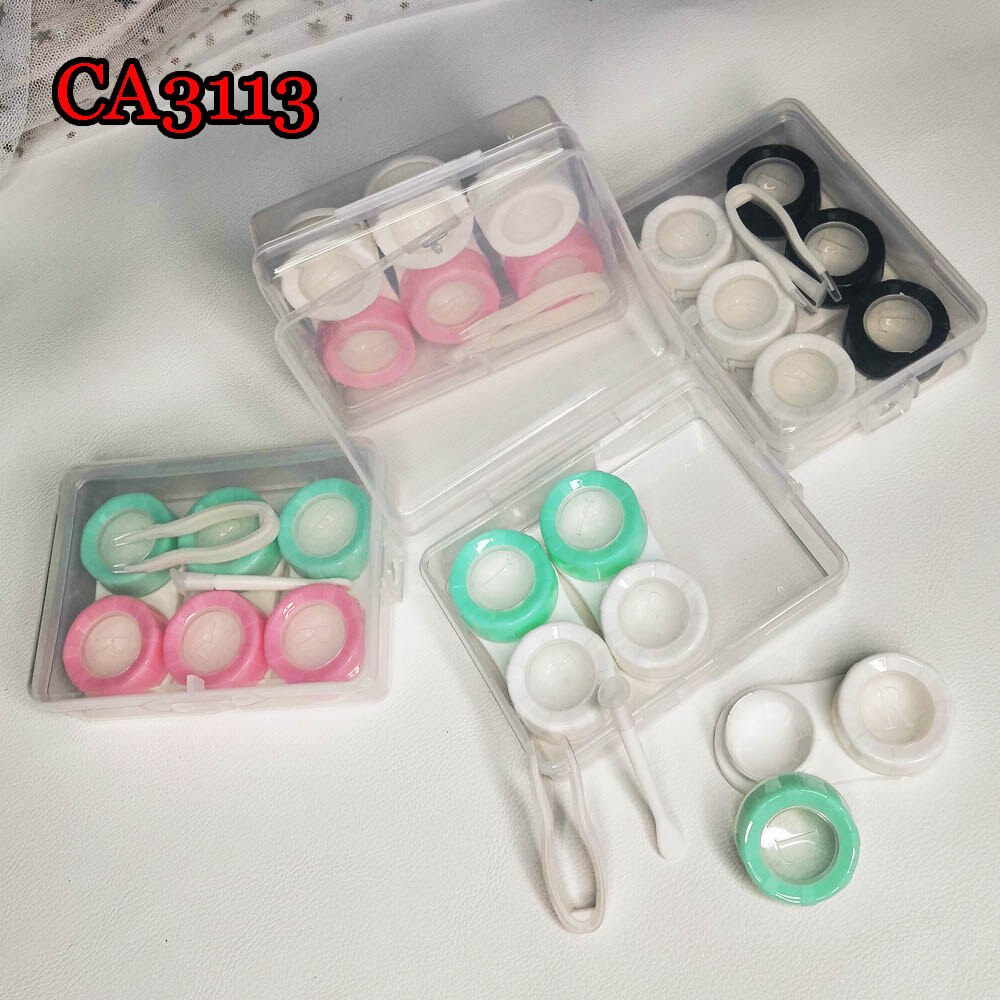 3Pcs Contact Lens Case Reizen Bril Lenzen Box Voor Unisex Ogen Care Kit Houder Container Ondersteuning Gif CA3113