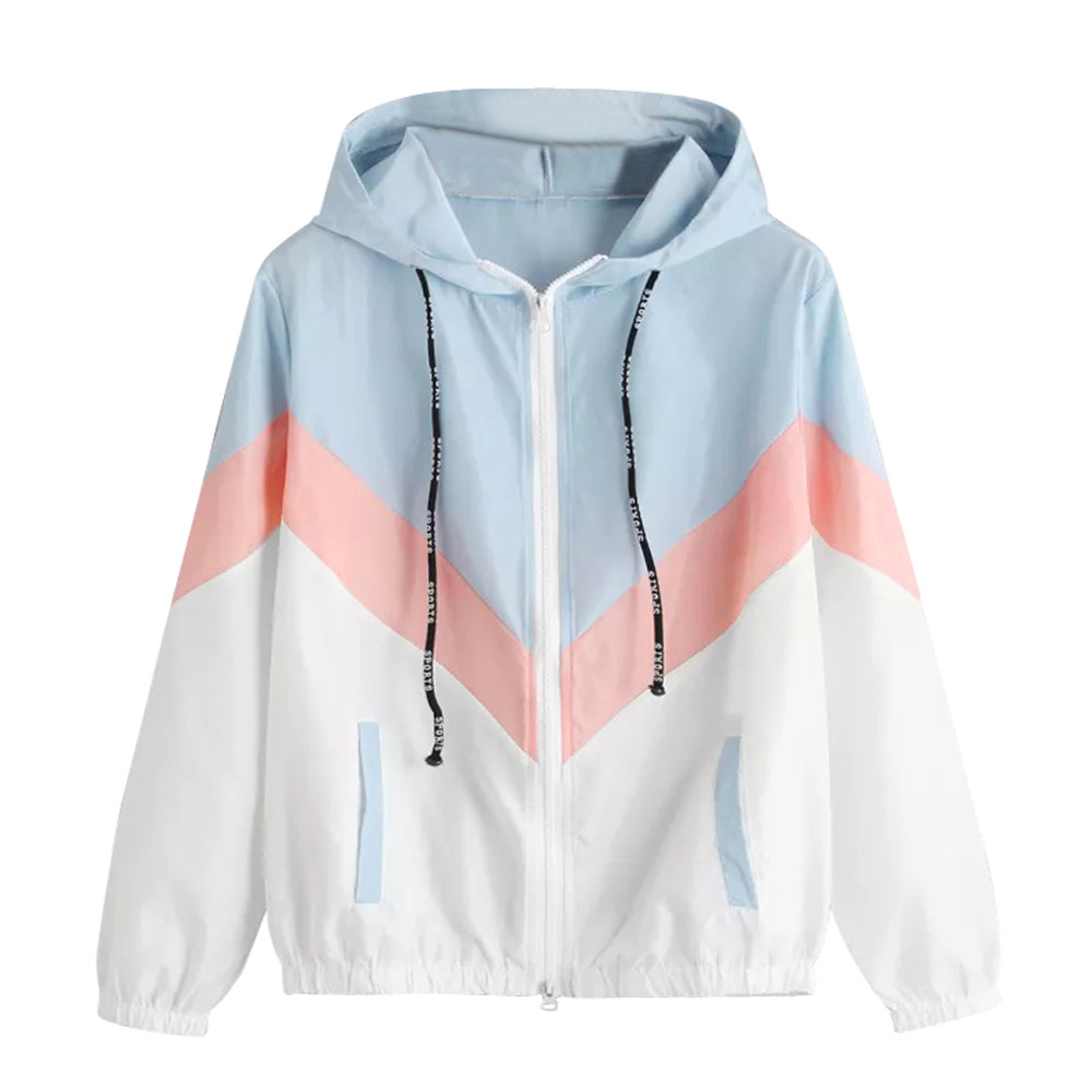 Hiver popeline poches zippées vestes de plein air basique Patchwork mince manteau rabattu fermeture éclair col décontracté manteau à capuche