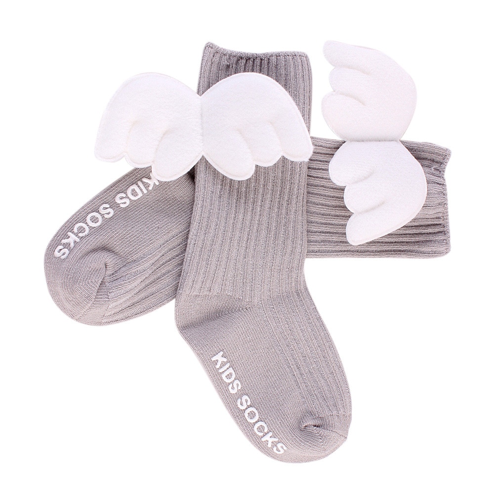 1 çift Unisex sevimli melek kanat çocuklar bebek çorap diz kız erkek bebek yürümeye başlayan çorap bebek yumuşak pamuk çorap bacak ısıtıcıları FS11
