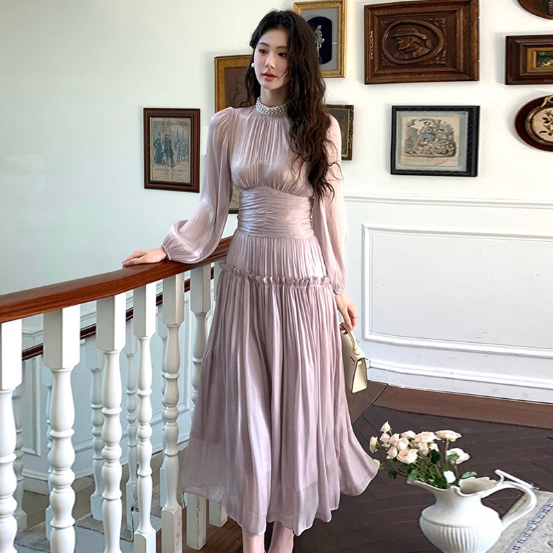 Französisch Romantik Abendkleid Frauen Kleidung Süße Fairycore Perle Falten max Kleid Geburtstag Party Vestidos Frühling: XXL / Rosa