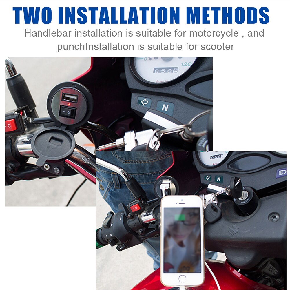 CS-277A Waterproof USB Car Motorcycle Phone Charger with Switch Socket Plug