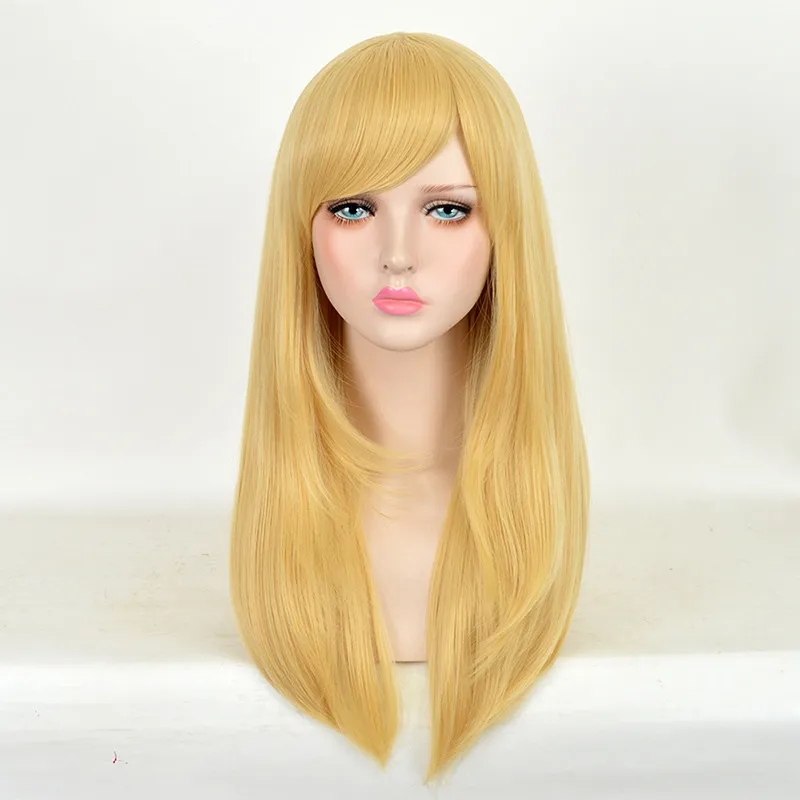 Alice in Wonderland Alice Yellow Golden Cosplay Wig Straight Long Synthetic Hair Costume Party Halloween Wigs: Blue